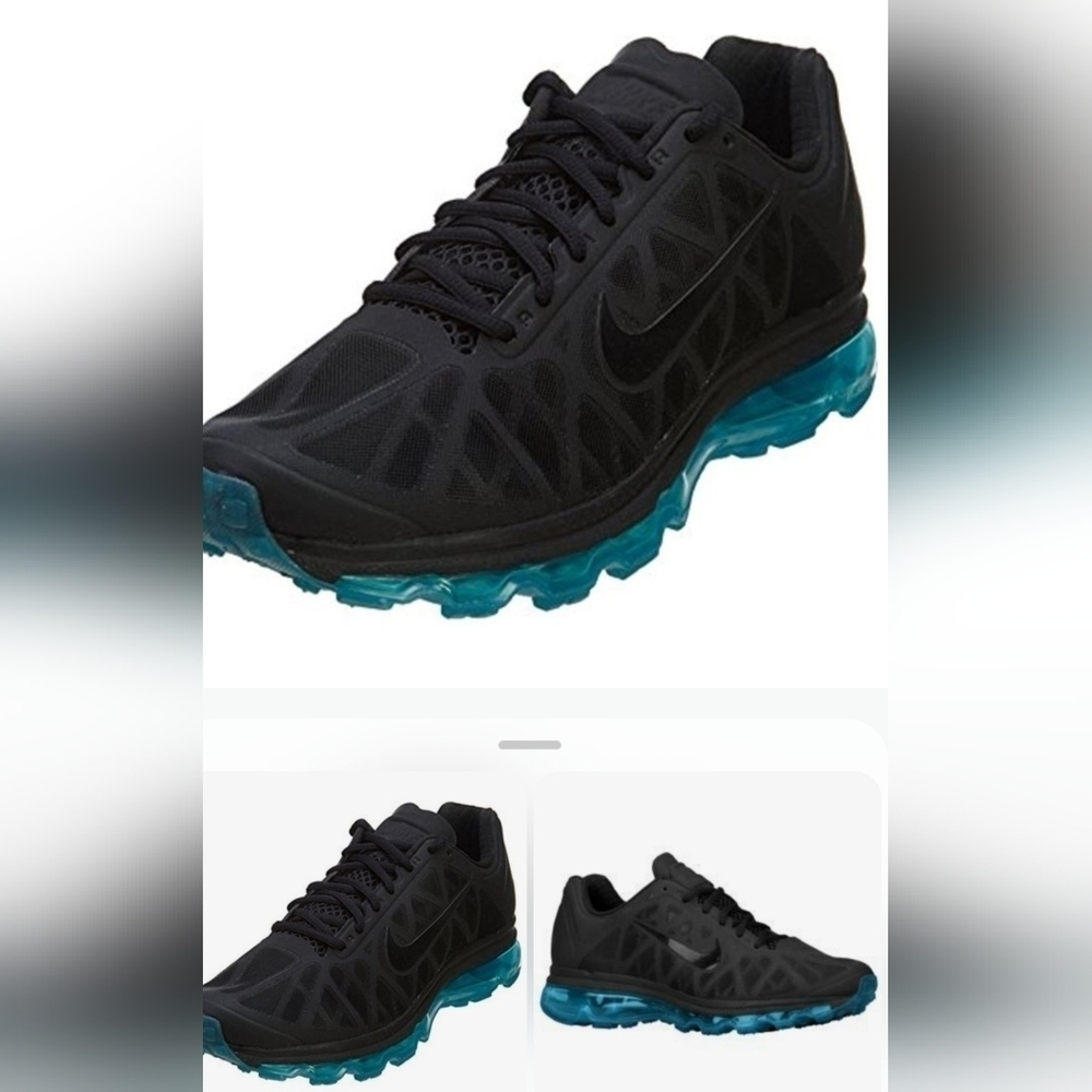 NIKE AIR MAX + 2011 BLACK NEON SNEAKERS. SIZE 7.5. 429890-040.